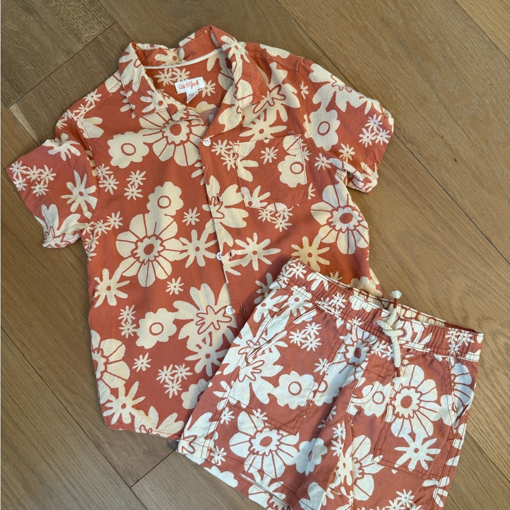 Floral Kids Set - Orange and White